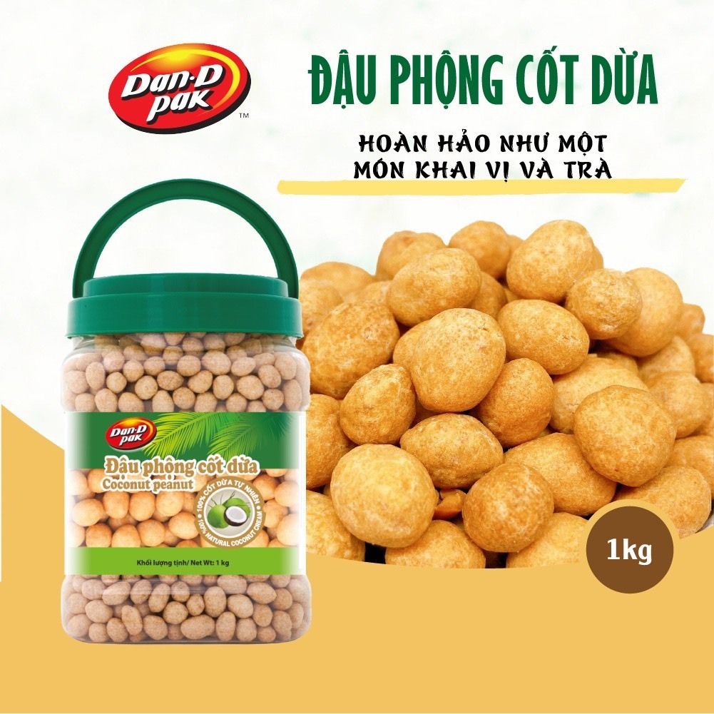 Thùng đậu phộng nước cốt dừa 170g x 12 gói, 1kg x 8 hũ Dan D Pak