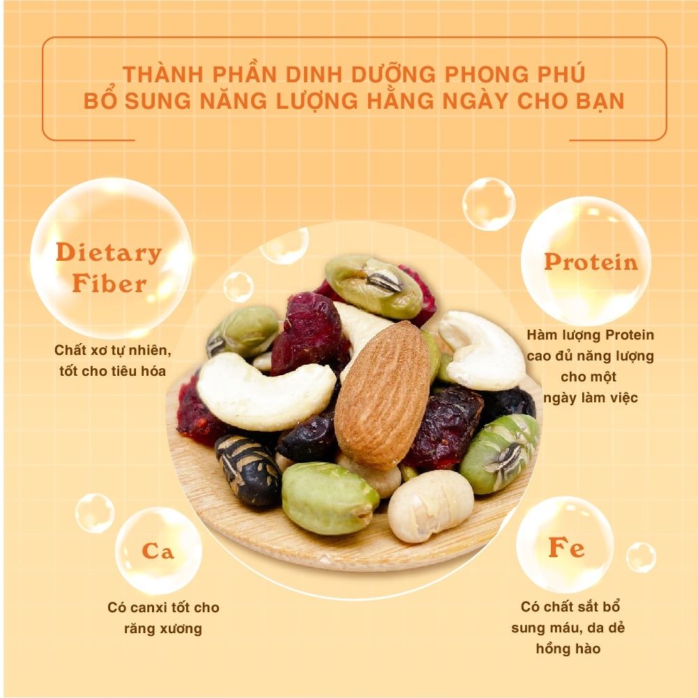 Thùng Hạt Thập Cẩm Premium Không Muối  215g X 12 hũ, 560g x 10 hũ Dan D Pak