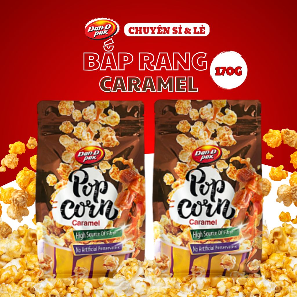 Bắp rang vị phô mai - caramel ăn vặt, giàu chất xơ giúp giảm mức cholesterol trong cơ thể 170g Dan D Pak