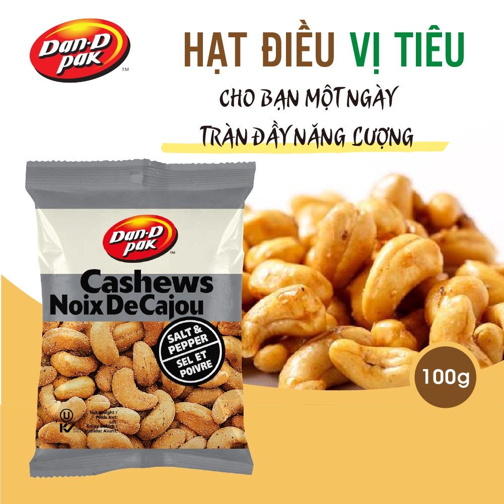 Hạt điều các vị có muối, không muối, cay, tỏi, mật ong, muối tiêu, syrup lá phong 100g Dan D Pak