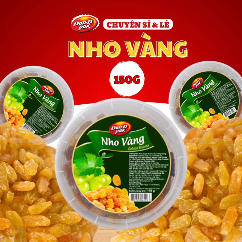 Thùng nho vàng tự nhiên nhập khẩu 150g x 24 hộp, 454g x 18 hộp Dan D Pak