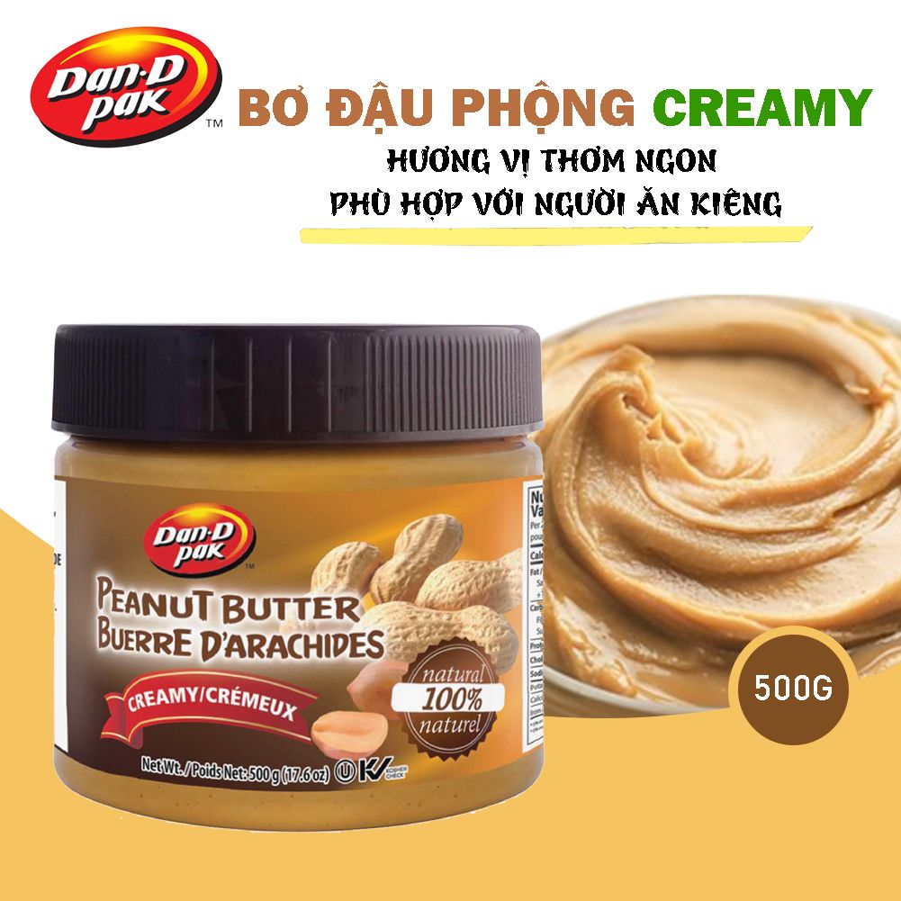 Bơ đậu phộng mịn nắp nâu 500g Dan D Pak