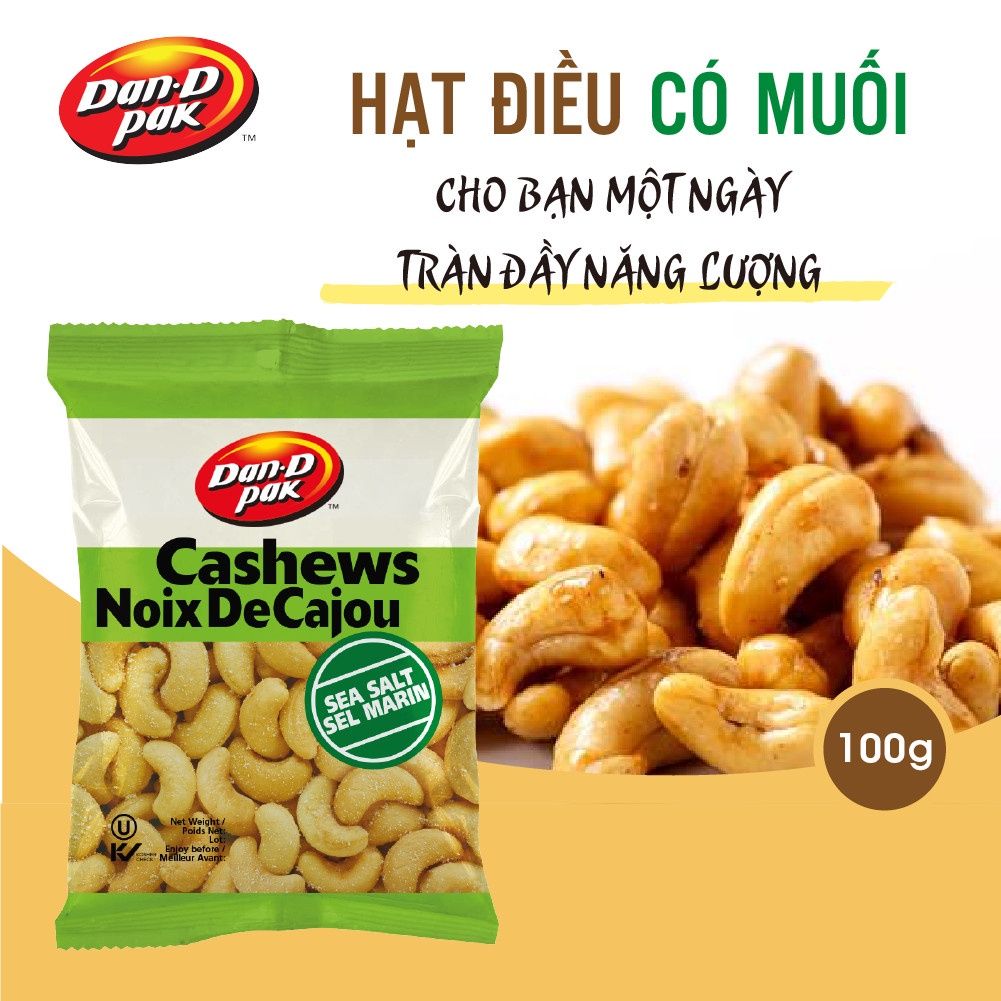 Hạt điều các vị có muối, không muối, cay, tỏi, mật ong, muối tiêu, syrup lá phong 100g Dan D Pak