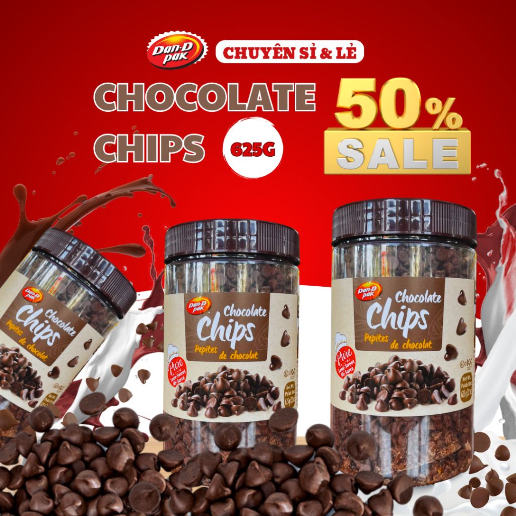 Socola chip (Choco chip) màu đen chế biến các món ăn, nước uống 625g Dan D Pak