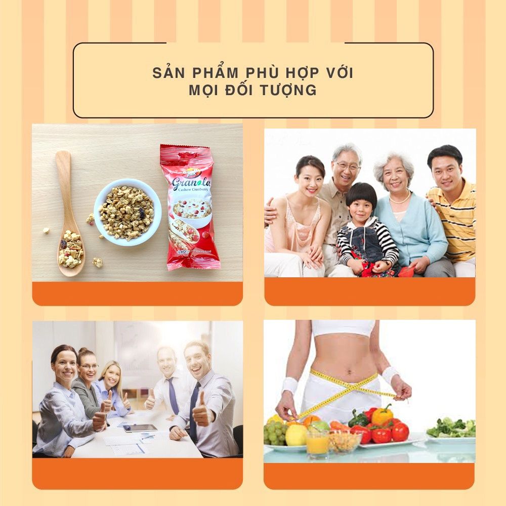 Hạt ngũ cốc Granola Điều và Nam Việt Quất bổ sung dinh dưỡng bữa sáng 40g Dan D Pak