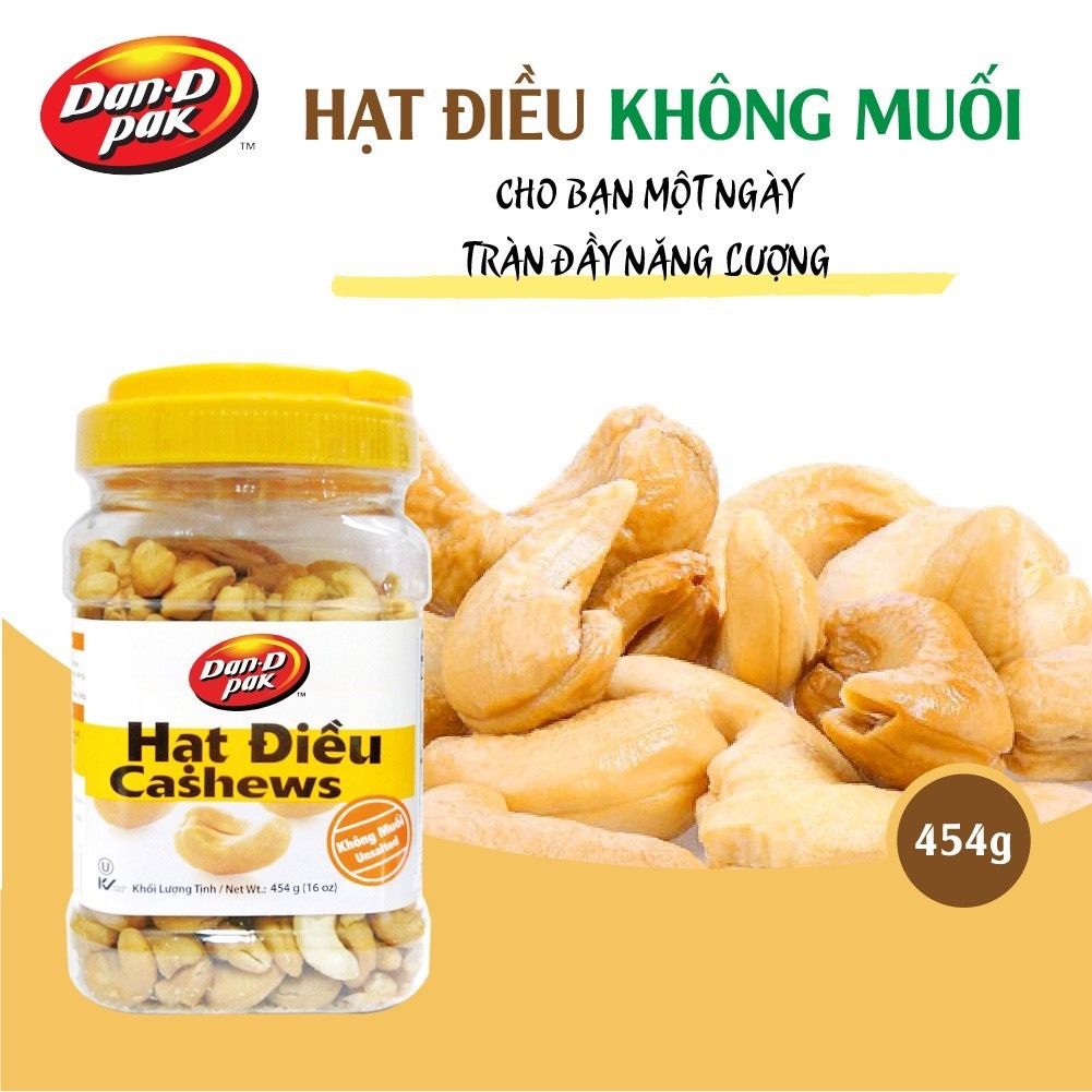 Thùng hạt điều các vị có muối, không muối, cay 454g x 12 hũ Dan D Pak