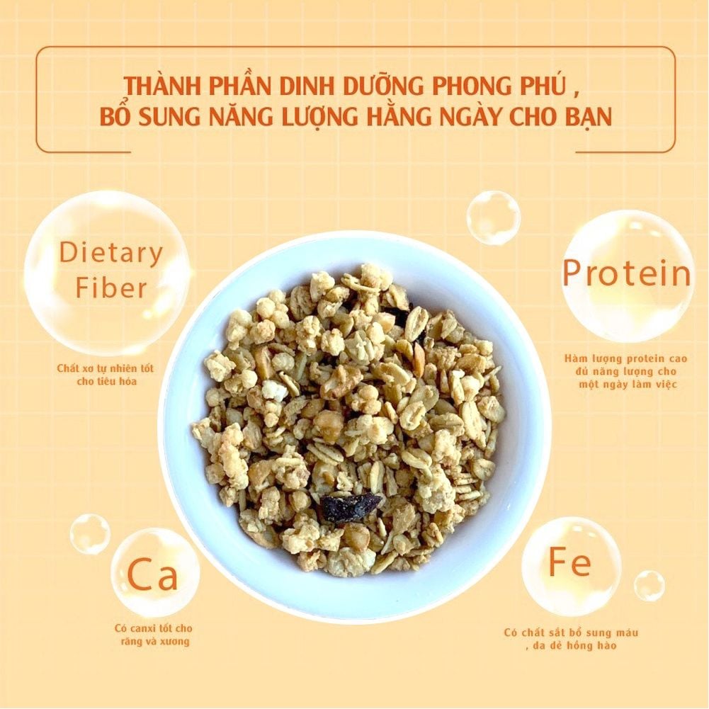 Hạt ngũ cốc Granola Điều và Nam Việt Quất bổ sung dinh dưỡng bữa sáng 40g Dan D Pak