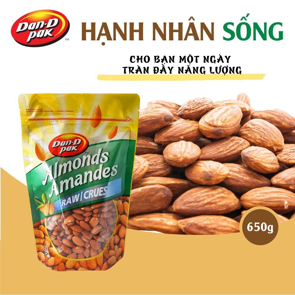 Thùng hạnh nhân sống nhập khẩu 650g x 12 gói Dan D Pak