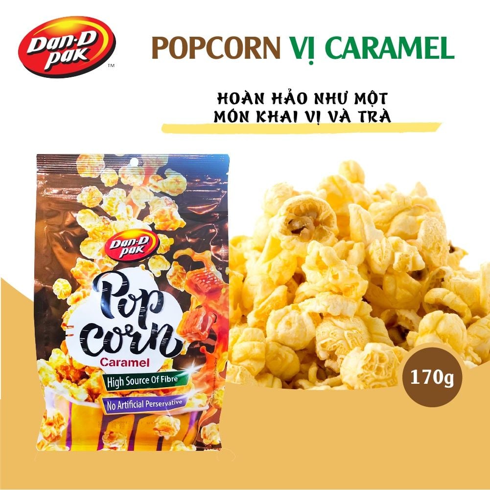 Bắp rang vị phô mai - caramel ăn vặt, giàu chất xơ giúp giảm mức cholesterol trong cơ thể 170g Dan D Pak