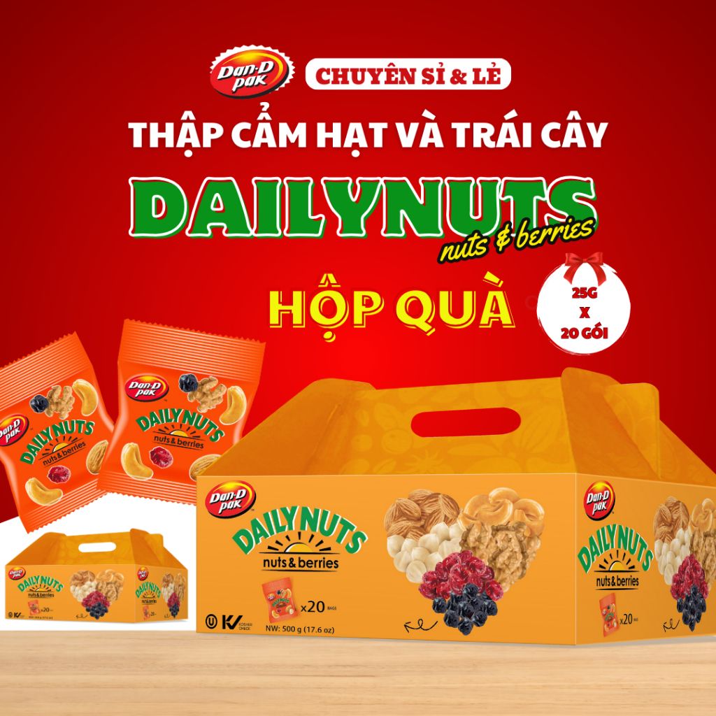 Thùng thập cẩm hạt và trái cây khô Dailynuts 500g x 6 hộp Dan D Pak