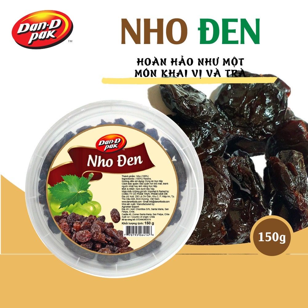 Nho đen tự nhiên một món ăn vặt bổ dưỡng hàng ngày 150G, 454G Dan D Pak