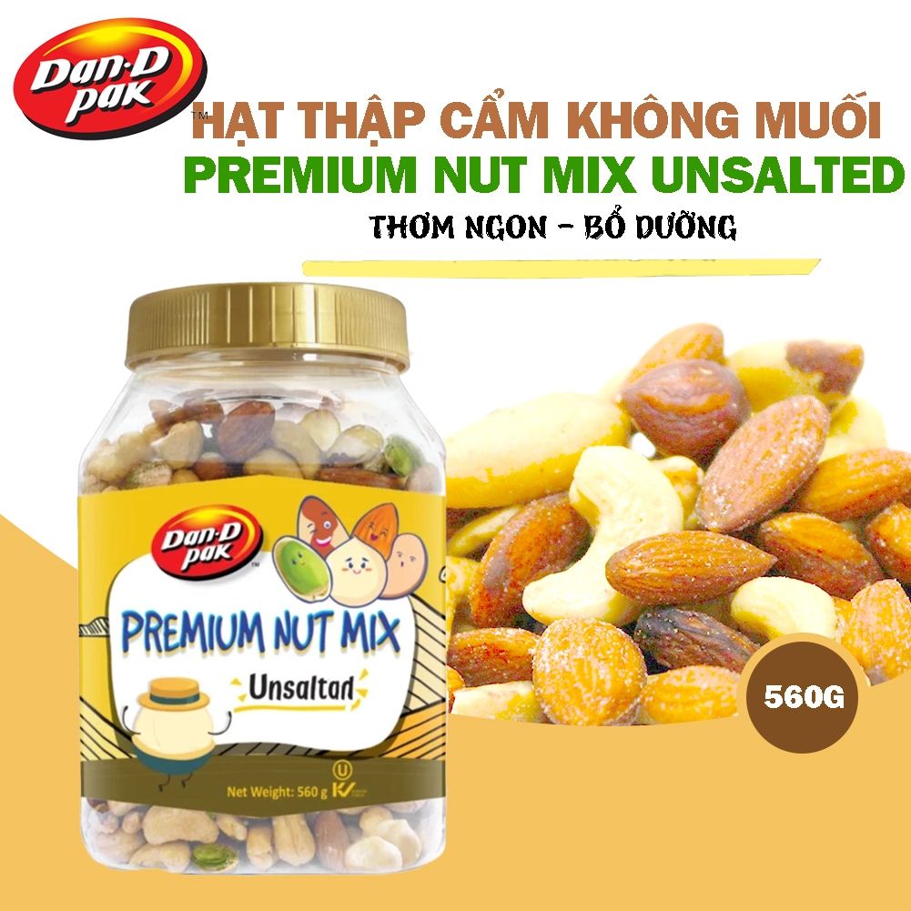 Thùng Hạt Thập Cẩm Premium Không Muối  215g X 12 hũ, 560g x 10 hũ Dan D Pak