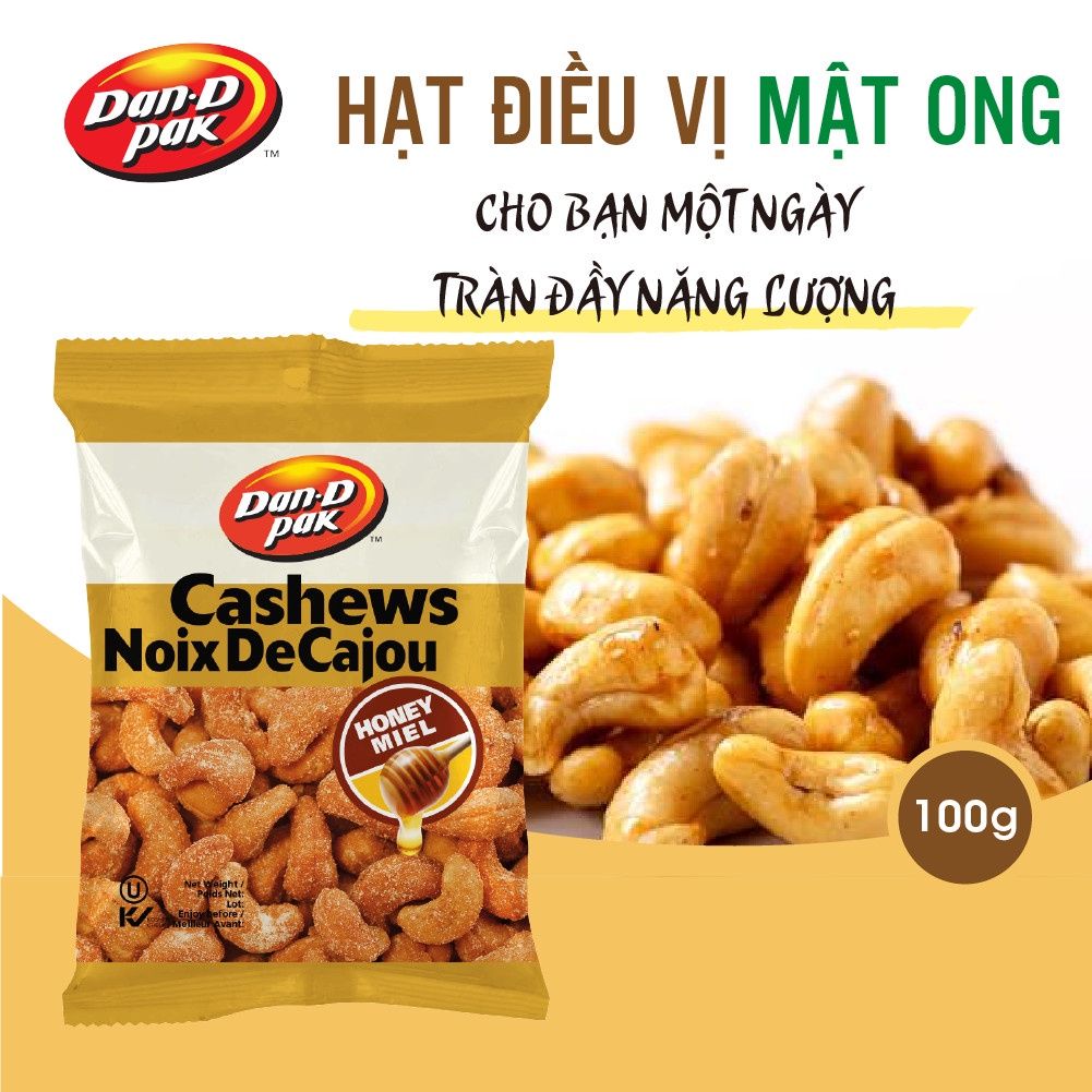 Hạt điều các vị có muối, không muối, cay, tỏi, mật ong, muối tiêu, syrup lá phong 100g Dan D Pak