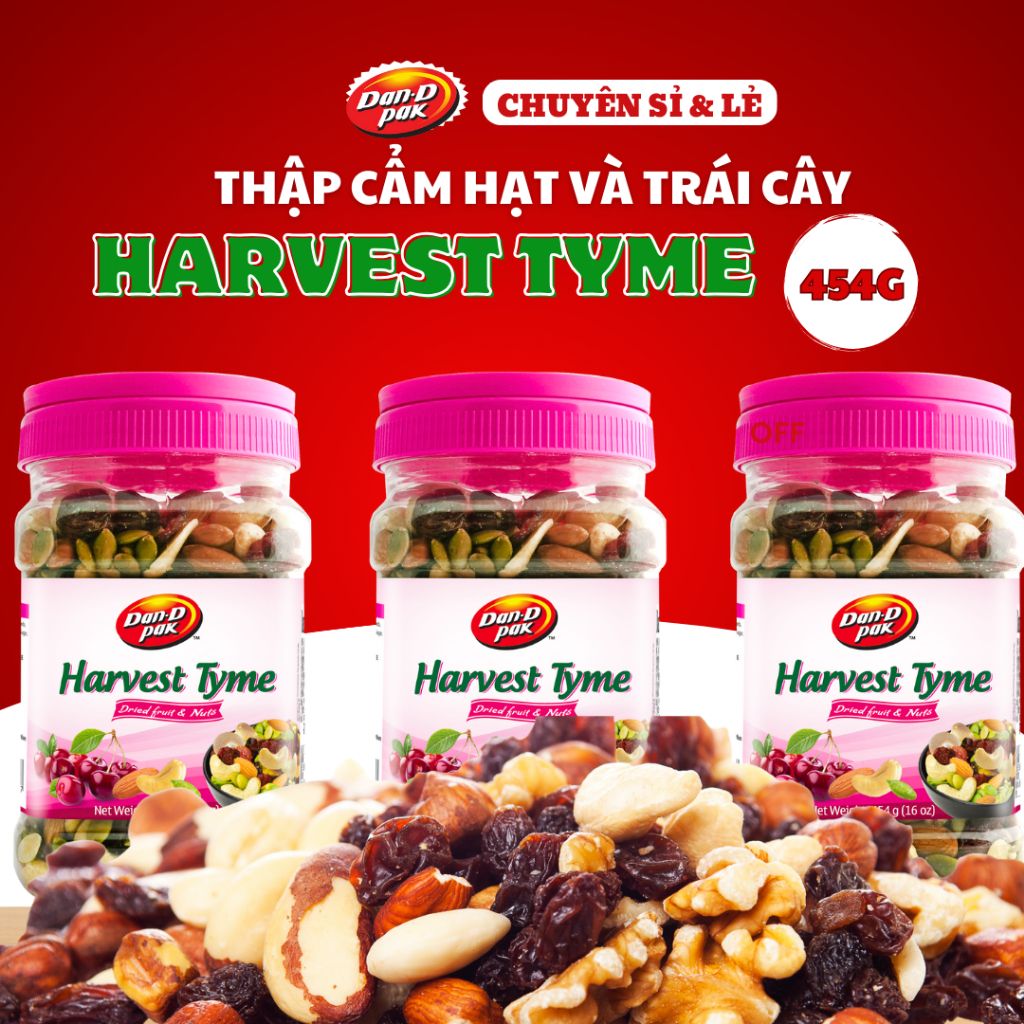 Thập cẩm hạt & Trái cây khô Harvest Tyme Hạt điều, hạnh nhân, hạt bí, nam việt quất, cherry khô 454g Dan D Pak