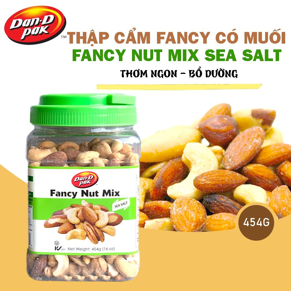 Thùng hạt thập cẩm Fancy muối - không muối 250g, 454g Hạt điều, Hạnh nhân, Hạt ba tây, Hồ đào, Dầu cọ Dan D Pak