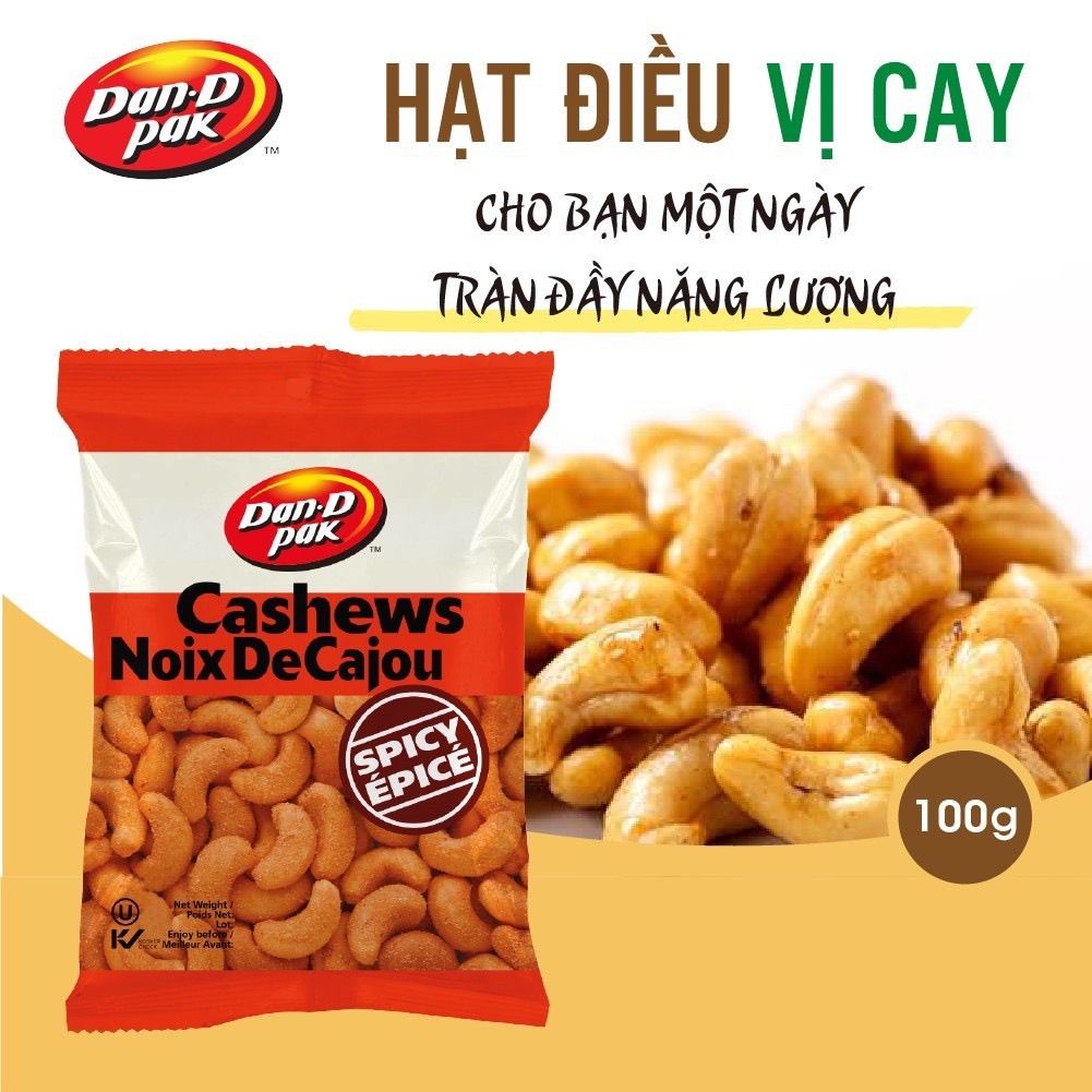 Thùng hạt điều các vị có muối, không muối, cay, syrup lá phong, mật ong, tỏi, muối tiêu 100g x 12 gói Dan D Pak