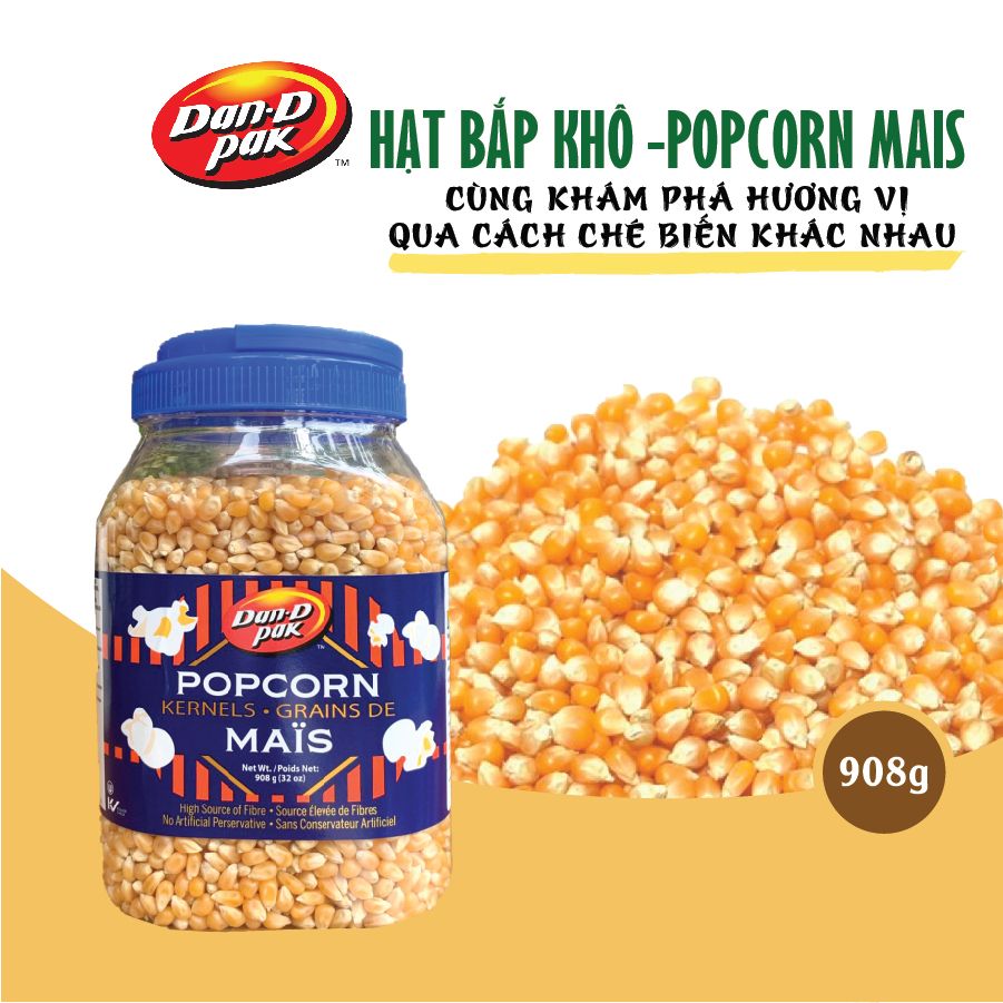 Hạt bỏng ngô, bắp rang bơ caramel lựa chọn tốt cho người giảm cân và tăng cường sức khỏe của mắt 908g Dan D Pak