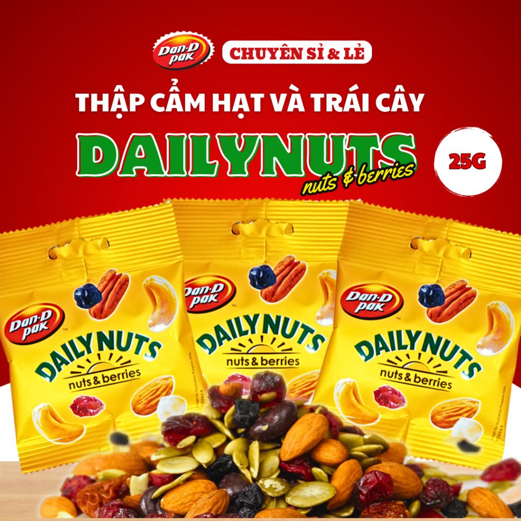 Thùng thập cẩm hạt & trái cây khô DailyNuts 175g x 7 gói Dan D Pak