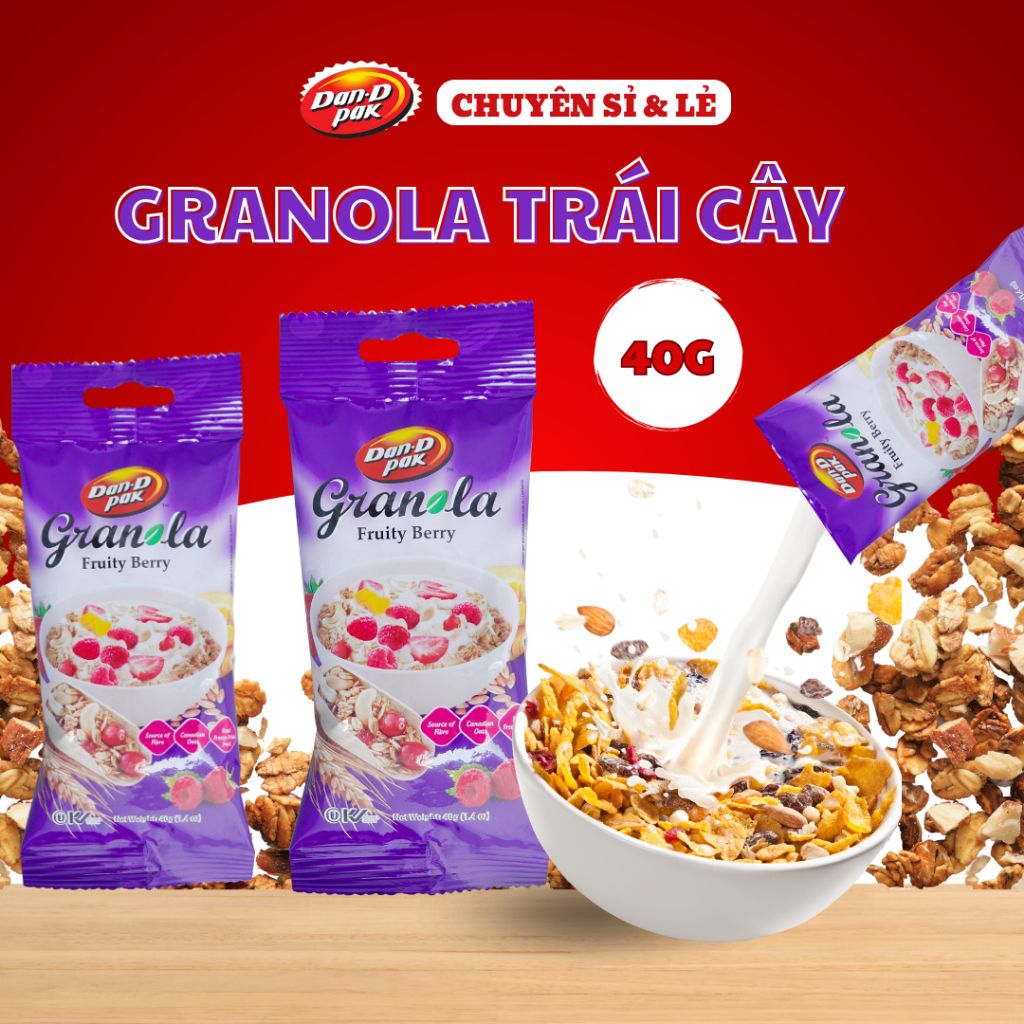 Hộp hạt ngũ cốc Granola Trái cây 40g x 30 túi Dan D Pak