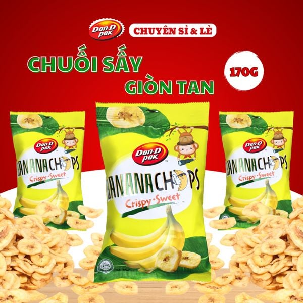  Chuối sấy siêu giòn thơm ngon, bổ sung năng lượng, ăn vặt không tăng cân 170g  và 500g Dan D Pak 