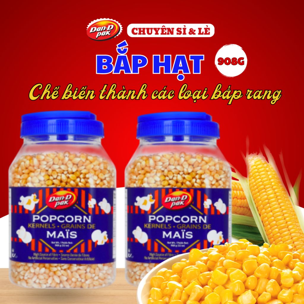 Hạt bỏng ngô, bắp rang bơ caramel lựa chọn tốt cho người giảm cân và tăng cường sức khỏe của mắt 908g Dan D Pak