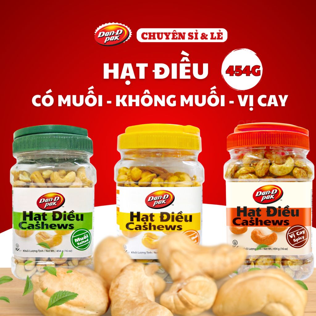 Hạt điều không muối 454g Dan D Pak