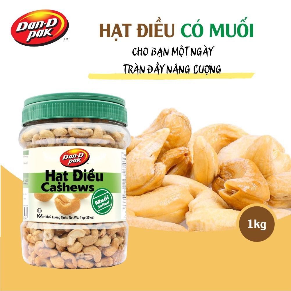 Thùng hạt điều có muối - không muối 1kg x 8 hũ Dan D Pak