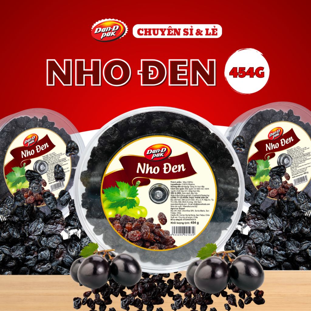 Nho đen tự nhiên một món ăn vặt bổ dưỡng hàng ngày 150G, 454G Dan D Pak