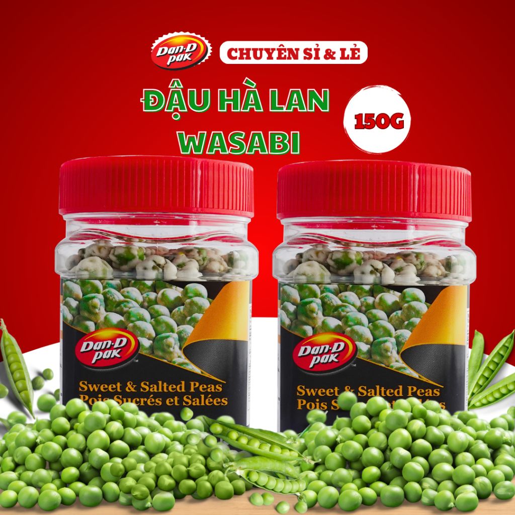 Đậu hà lan wasabi muối ăn vặt giòn thơm 150g Dan D Pak