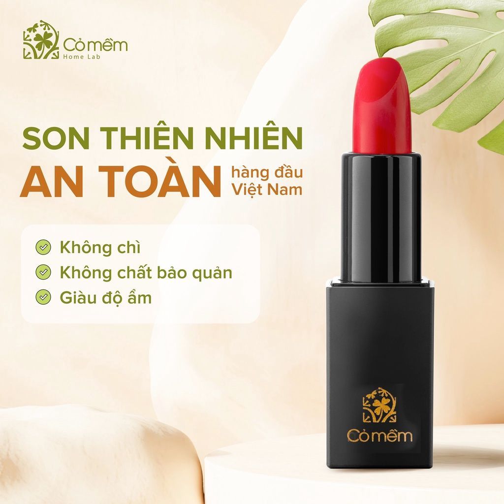 Son Môi Lụa Không Chì Thiên Nhiên Cỏ Mềm An Toàn 4g