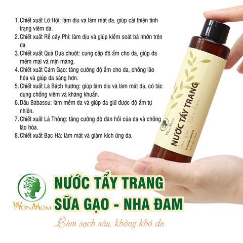 Nước tẩy trang Sữa gạo - Nha đam Wonmom