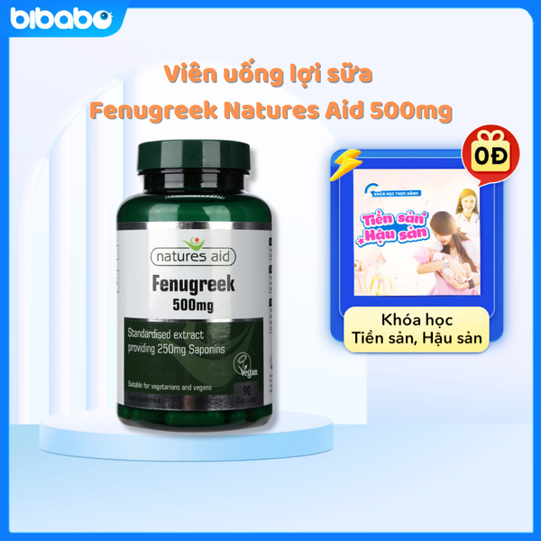 Viên uống lợi sữa Fenugreek Natures Aid 500mg 90 viên