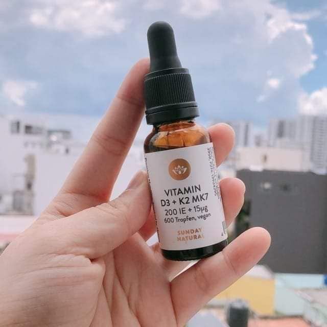 Vitamin D3 + K2 MK7 Sunday Natural của Đức 20ml hỗ trợ tăng chiều cao cho bé từ 0 - 4 tuổi