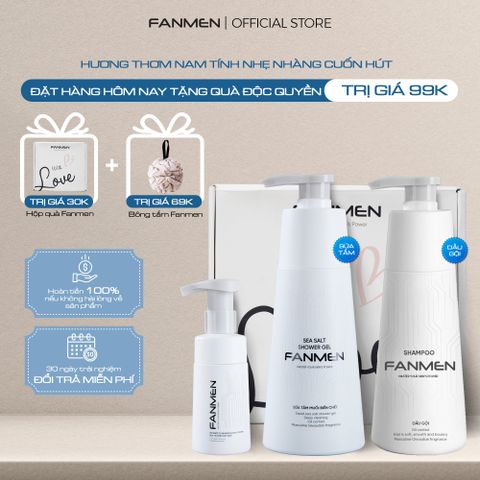  Combo Dầu gội + Sữa tắm + Bọt vệ sinh Fanmen Tặng: Bông Tắm + Hộp 