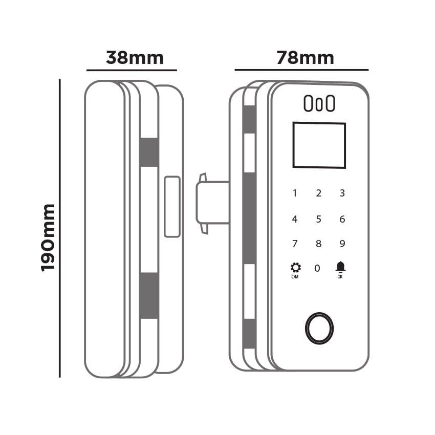 Khóa Điện Tử Hubert HB CK79F Black - Cửa Kính