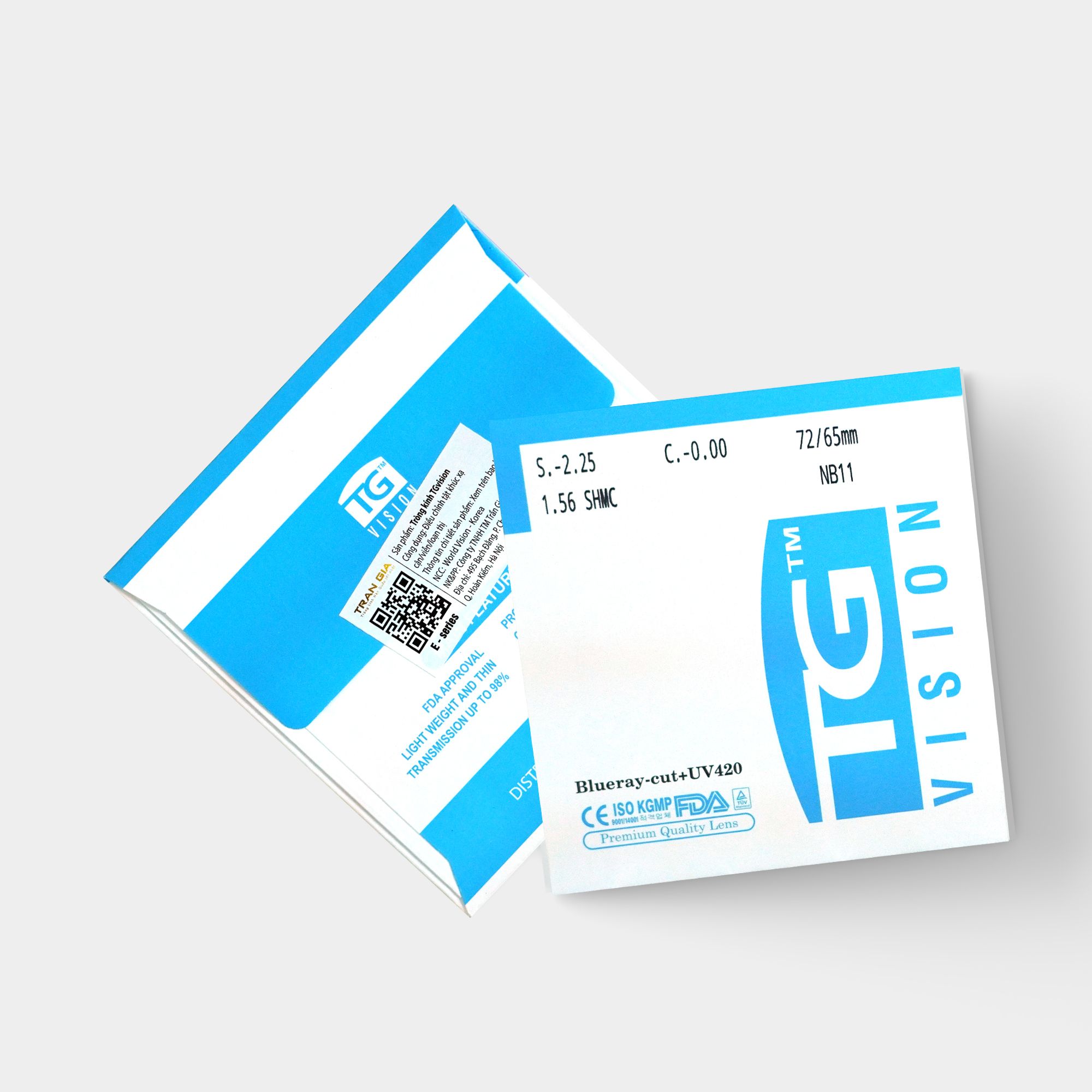  Cặp tròng kính cận chống ánh sáng xanh, chống bám vân tay, chống UV420 chiết suất 1.56 TG Vision 