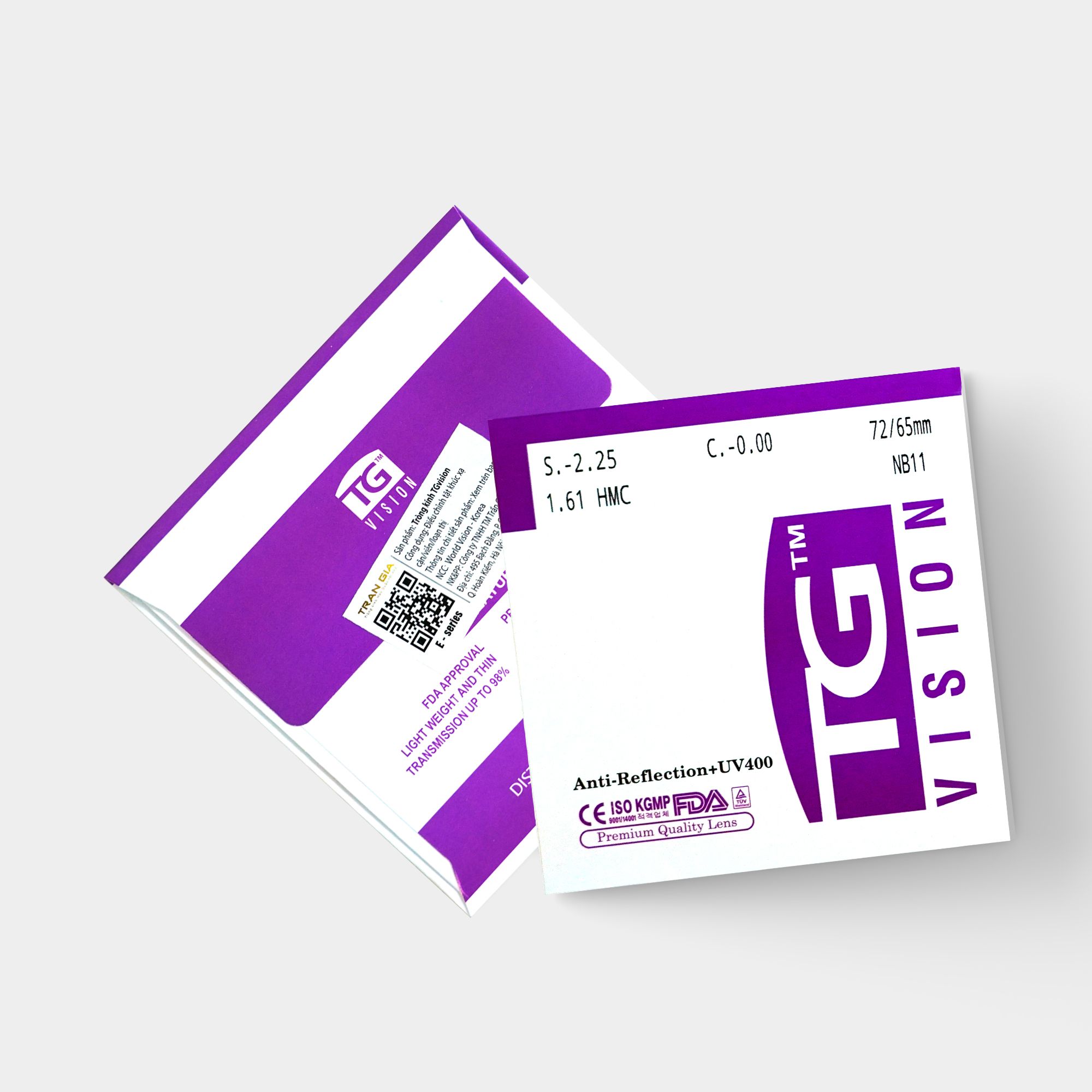  Cặp tròng kính cận chống lóa, chống UV400 chiết suất 1.61 TG Vision 