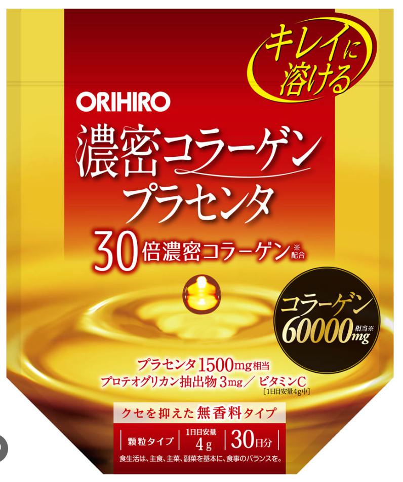  Bột Collagen chiết xuất nhau thai heo hỗ trợ sắc đẹp Orihiro 60000mg (120g) 濃密コラーゲンプラセンタ 