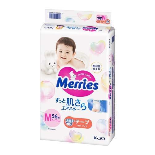  Tã dán Merries (Size M) (6~11kg) (56 cái) メリーズ エアスルー テープ Ｍサイズ 56枚 