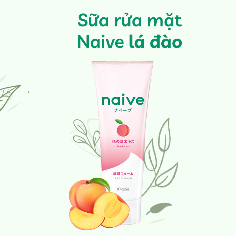  SỮA RỬA MẶT LÀM SẠCH SÂU CHIẾT XUẤT TỪ LÁ ĐÀO KRACIE NAIVE FACE WASH (PEACH LEAF) 130G 