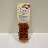  Thun cột tóc lò xo màu nâu Seiwa Pro (6 cái) ヘアゴム スプリングタイプ 茶 