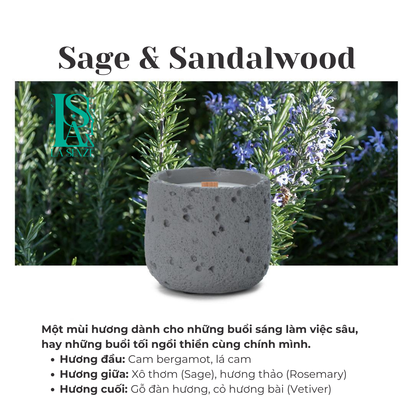  Nến Thơm Nghệ Thuật Moonlit Stone - SAGE & SANDALWOOD 