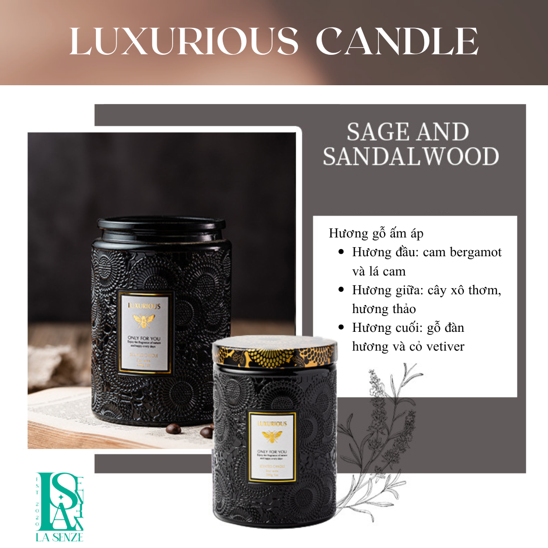  Nến Thơm Tinh Dầu LUXURIOUS COLLECTION - Hủ Pha Lê Vân Nổi Sang Trọng 