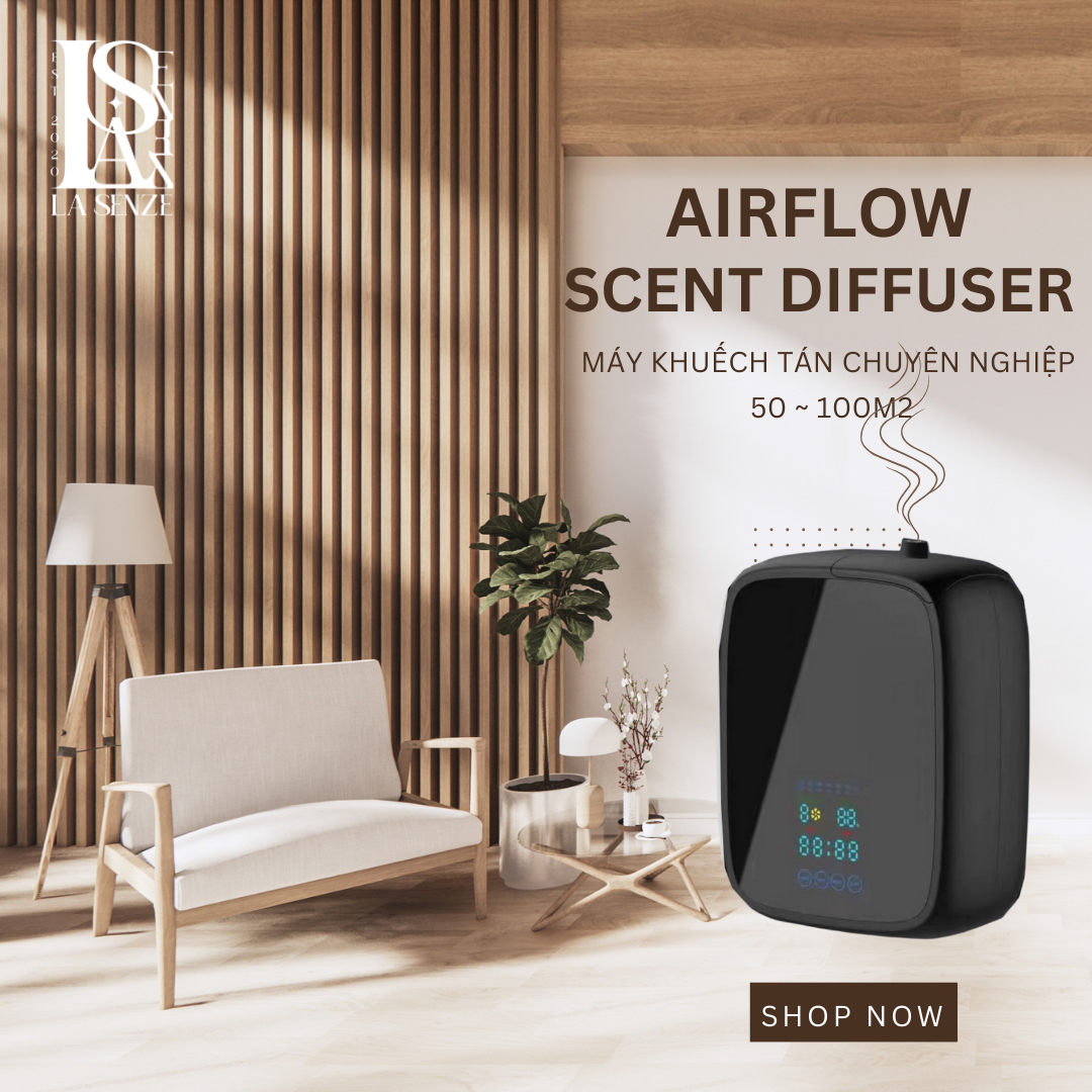  Máy Khuếch Tán Tinh Dầu Chuyên Nghiệp AirFlow Scent Diffuser - Không Gian Lớn 50-100m2 