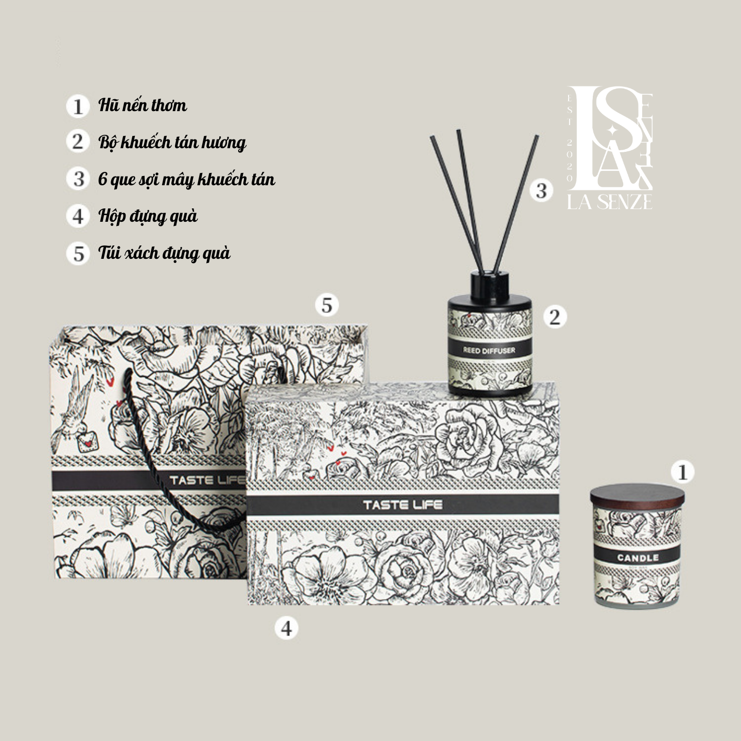  Set Nến Thơm & Tinh Dầu Classic Roman Collection Set Quà Tặng Sang Trọng 