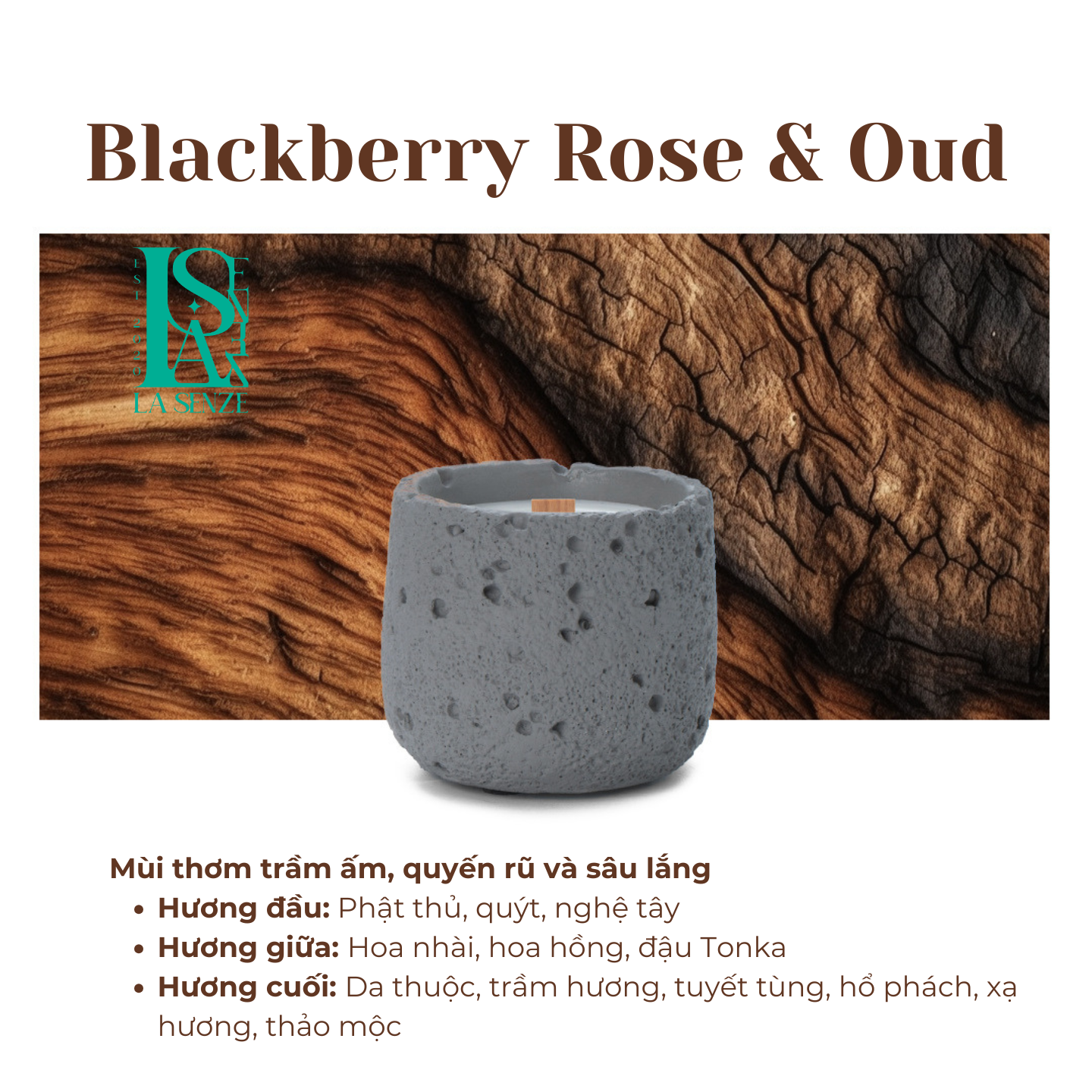  Nến Thơm Nghệ Thuật Moonlit Stone - BLACKBERRY ROSE & OUD 