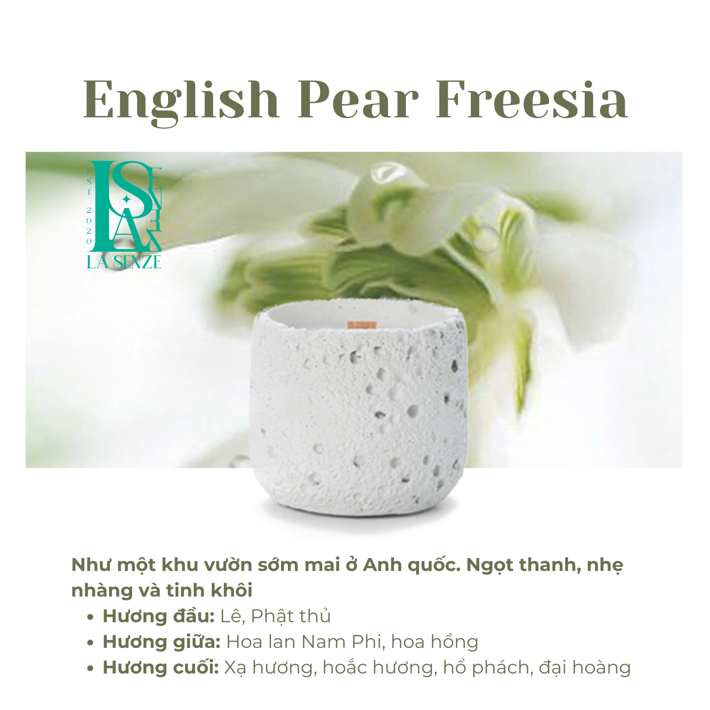  Nến Thơm Nghệ Thuật Moonlit Stone - ENGLISH PEAR & FREESIA 
