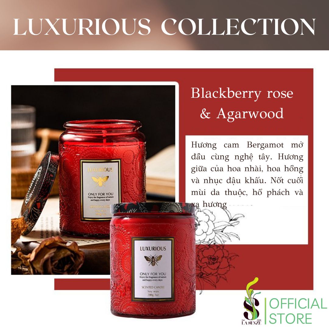  Nến Thơm Tinh Dầu LUXURIOUS COLLECTION - Hủ Pha Lê Vân Nổi Sang Trọng 