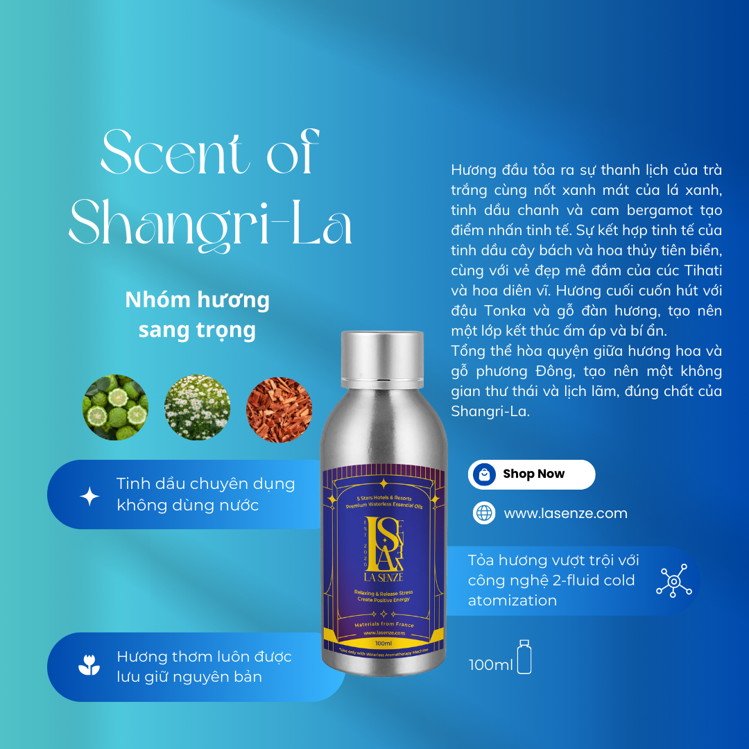  Tinh Dầu Khách Sạn 5 Sao Cho Máy Khuếch Tán Chuyên Nghiệp 100ML - LA SENZE Premium Waterless Essential Oils 