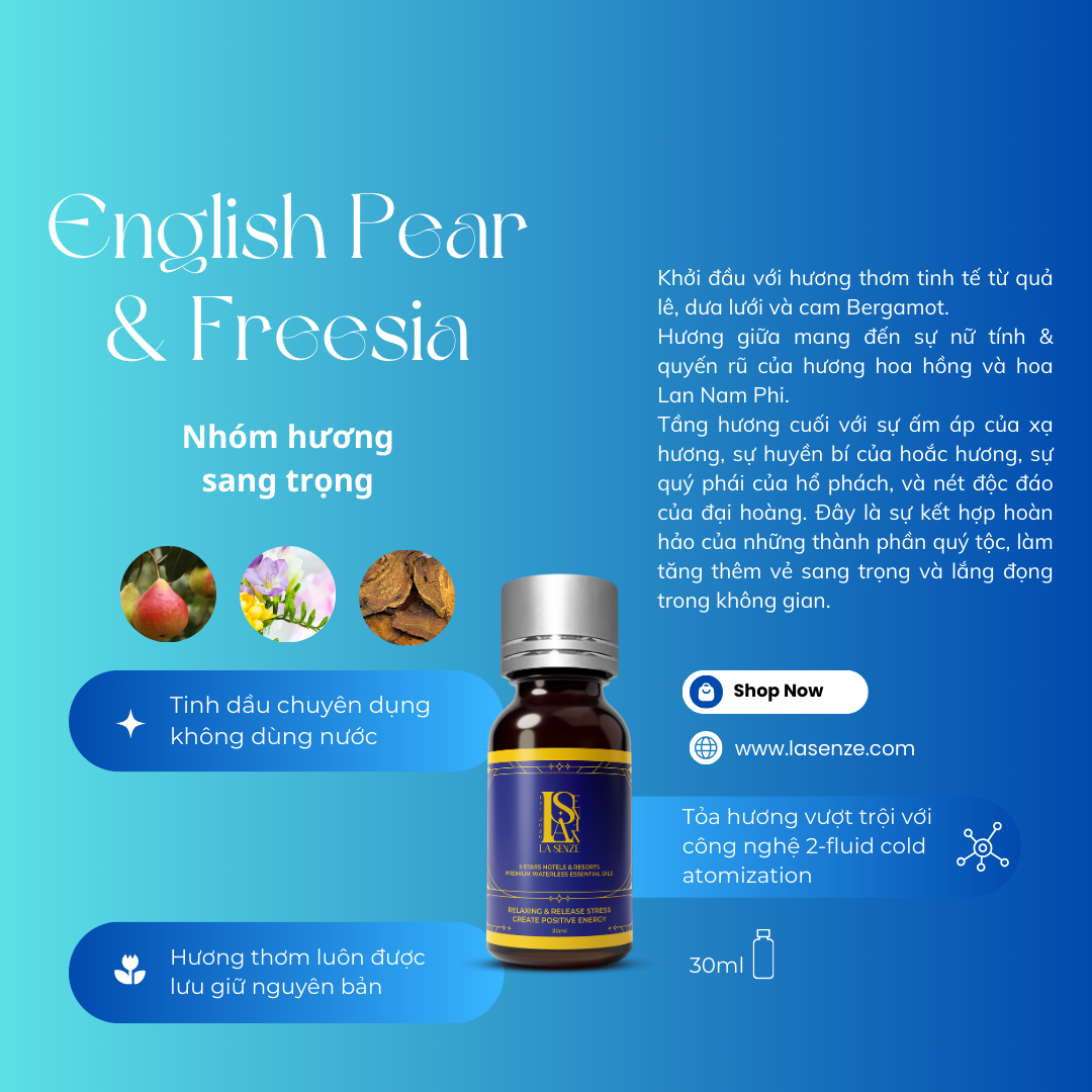  Tinh Dầu Khách Sạn 5 Sao Cho Máy Khuếch Tán Chuyên Nghiệp 30ML - LA SENZE Premium Waterless Essential Oils 